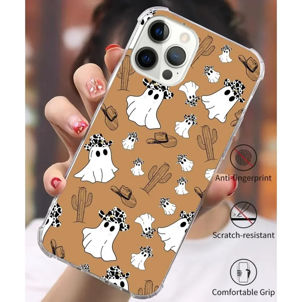 Iphone 16 Pro Max Case Jelly Ultra Slim Cowboy Ghosts Cactus Hats New Halloween